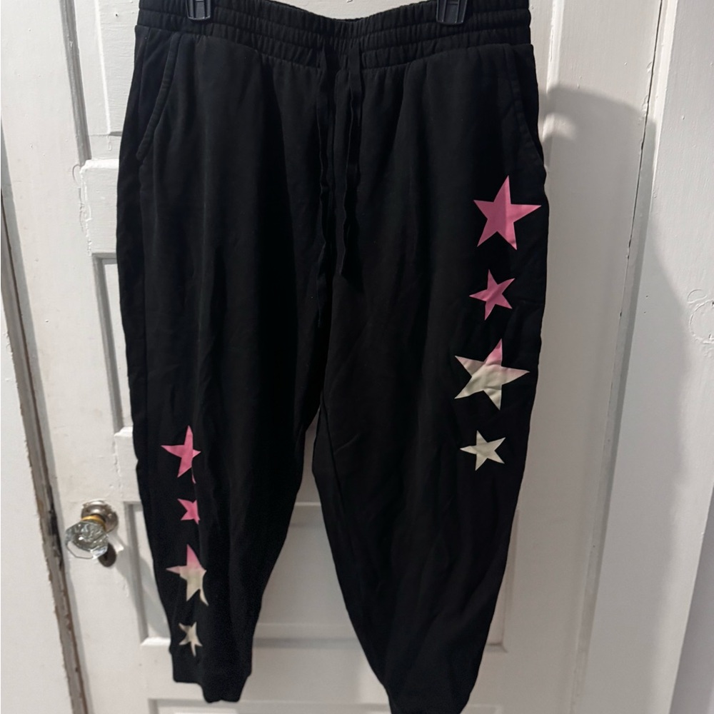 Torrid Black Joggers with Pink and White Stars